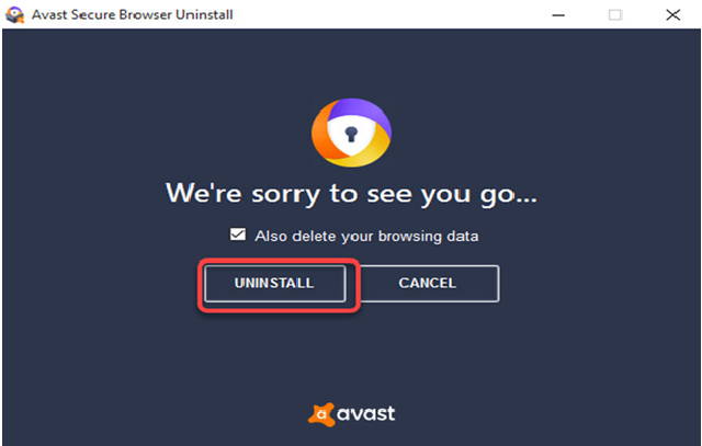 uninstall avast secure browser